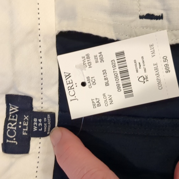 J. Crew Navy Flex straight flat front Chino W36xL34 NWT - Picture 4 of 11